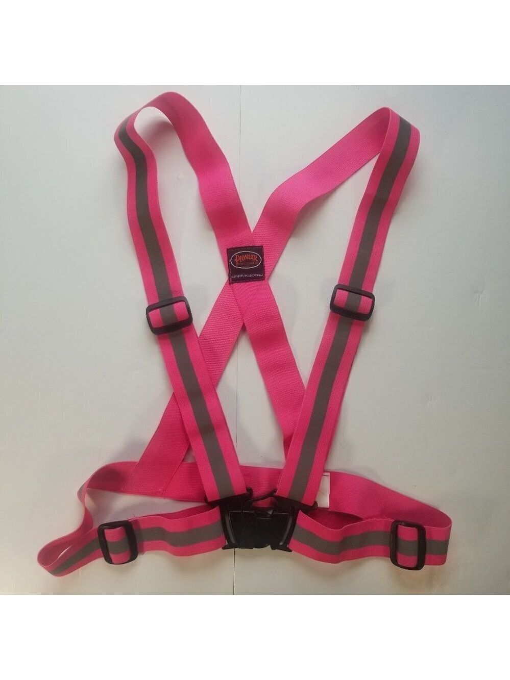 Safety Workbelt HI Viz Suspenders Reflective One Size Adjustable Pink with Grey